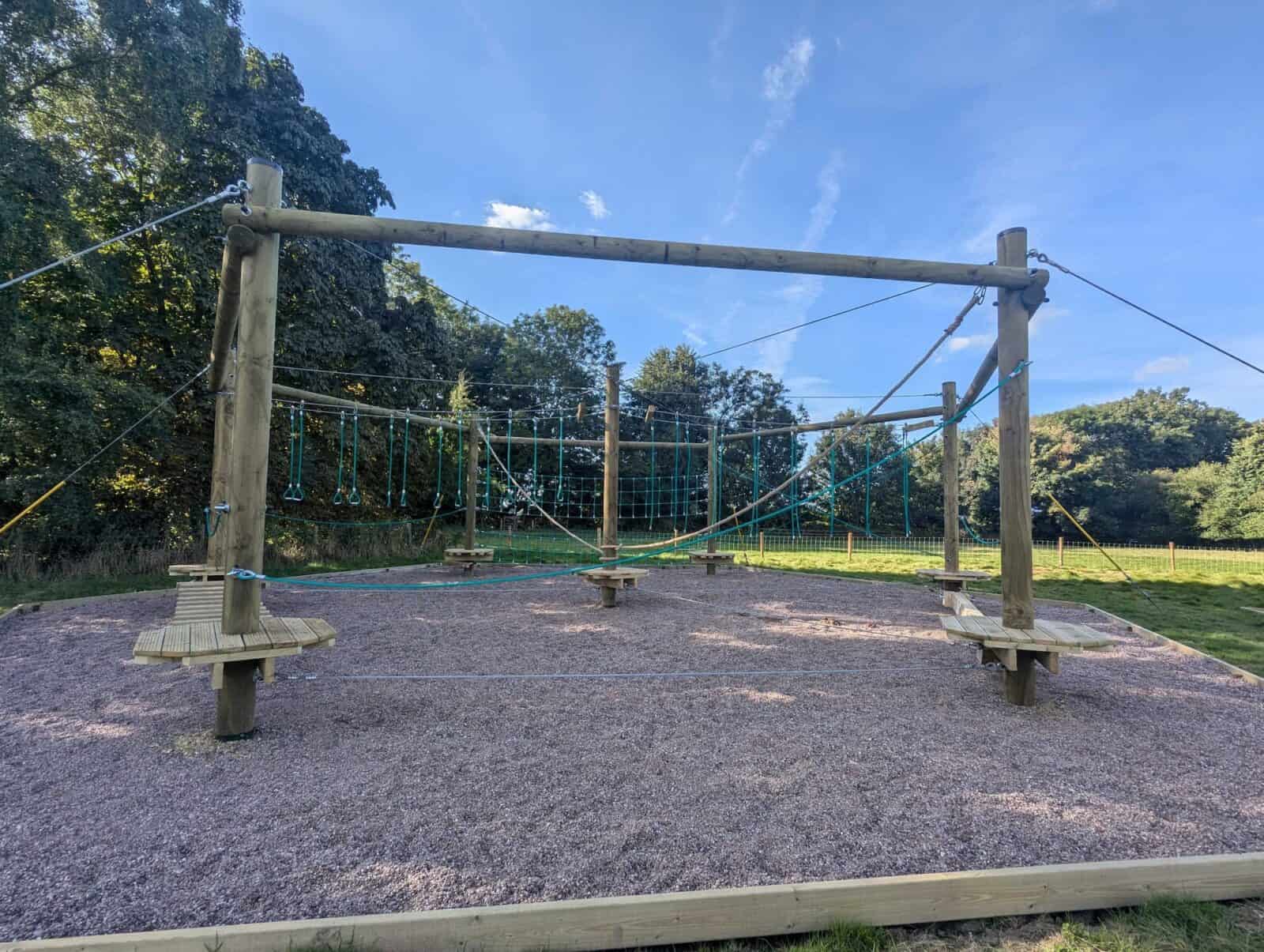 Low ropes adventure onsite at our activity centre in Shropshire