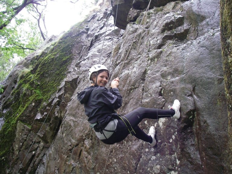 Girl abseiling