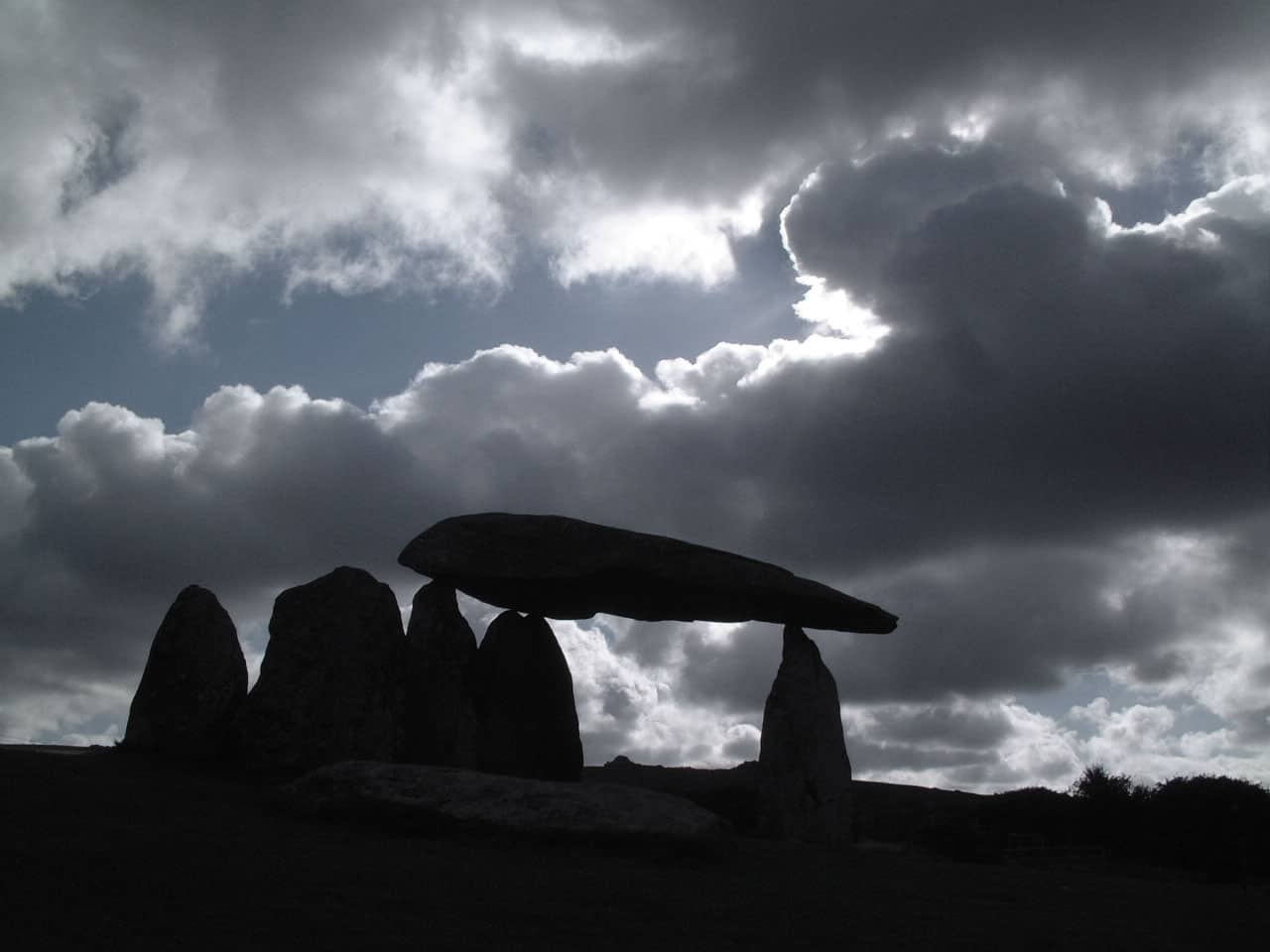 standing stones in evening