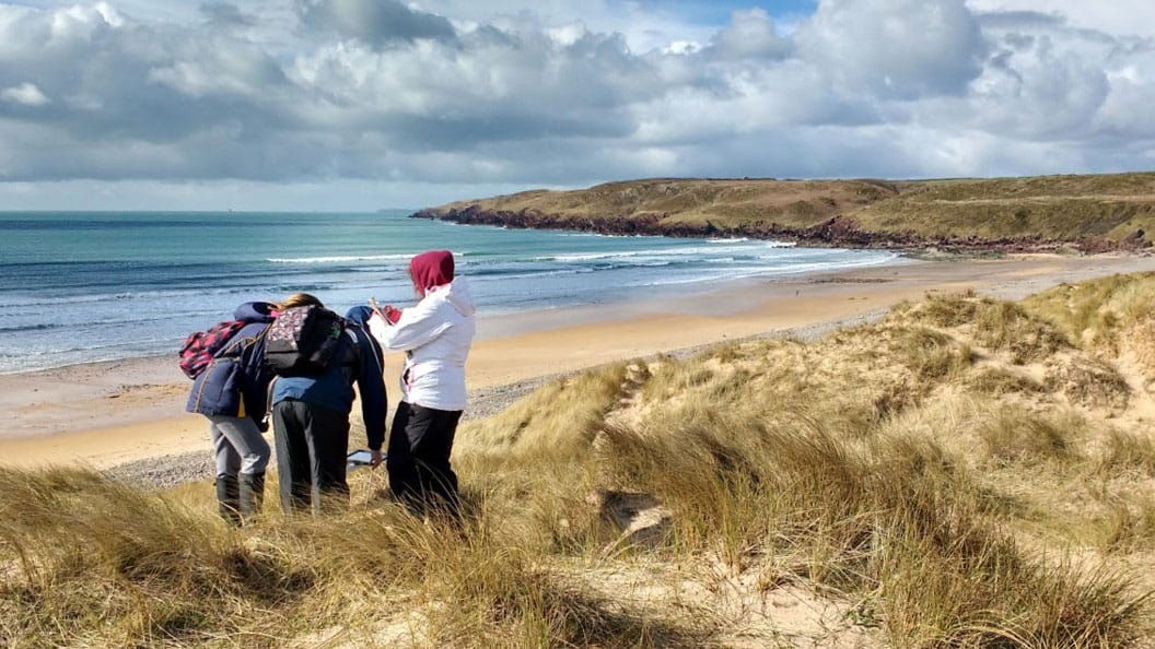 A Level Geography students in sand dunes