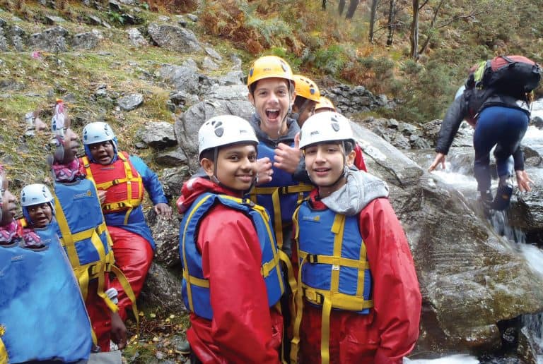 Primary school children canyoning