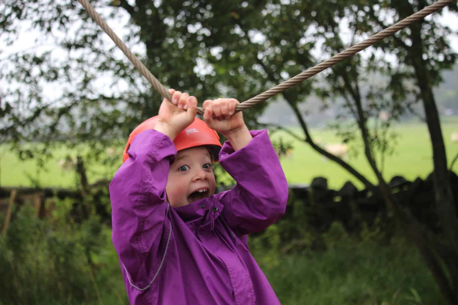 Child on the low ropes at FSC Castle Head