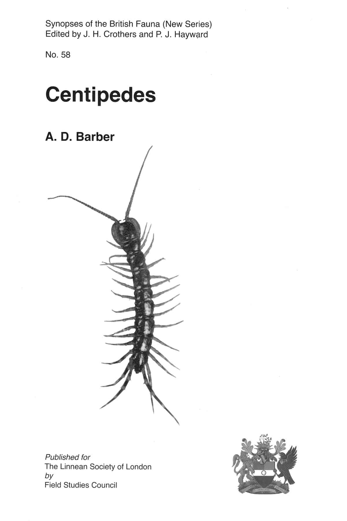 Centipedes Synopsis Linnean Synopsis softback book 61 Species