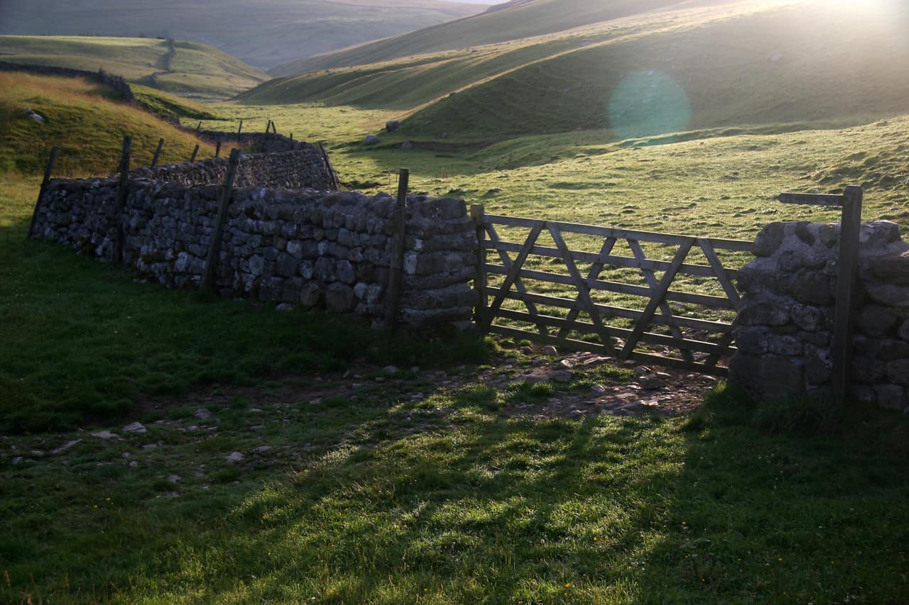 Gate in the Yorkshire Dales looking towards Darnbrook