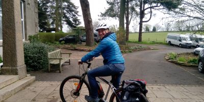 Maya on the electric bike at FSC Slapton