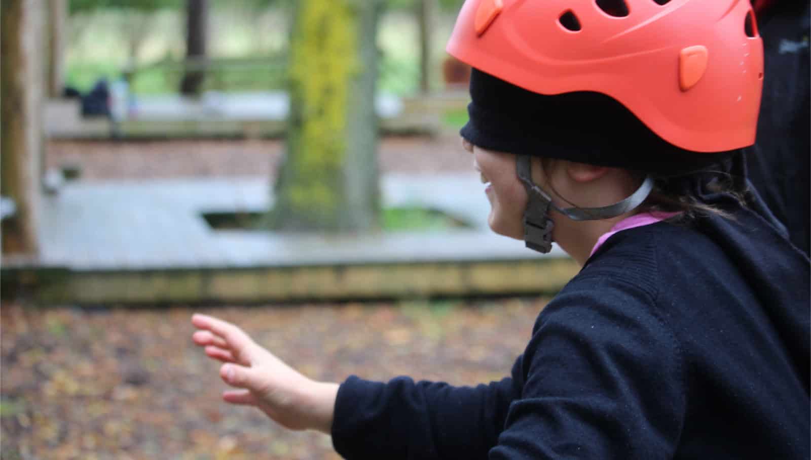 Girl blindfolded playing teamgames