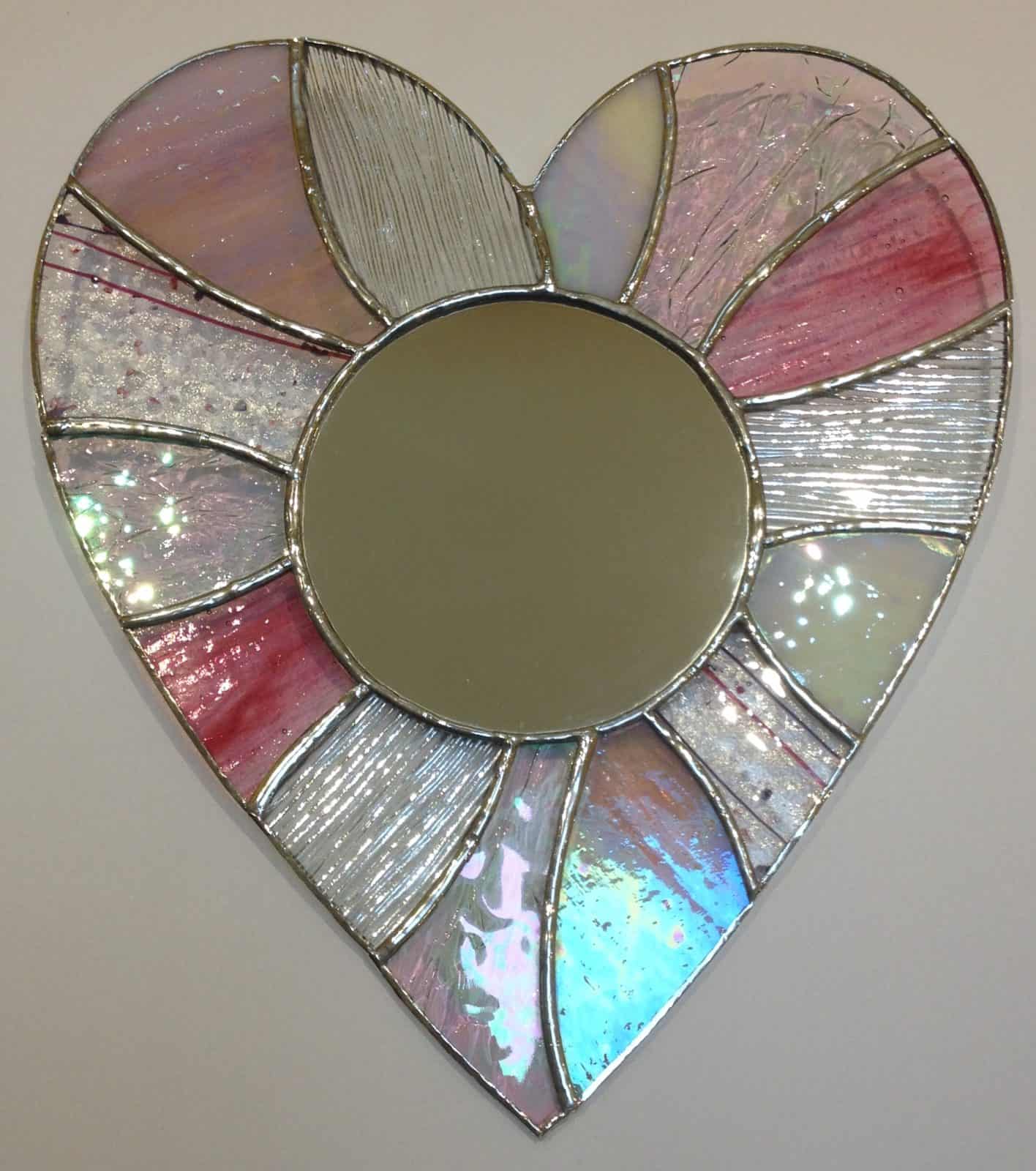 stained glass heart mirror