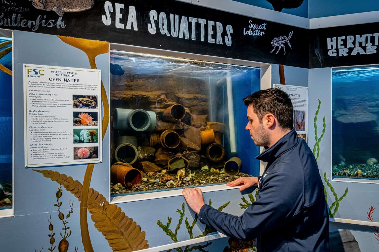 staff member at the Roberston Museum and Aquarium