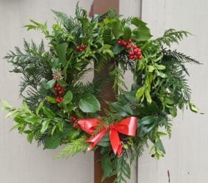 A Christmas wreath made by Jenny Lewis