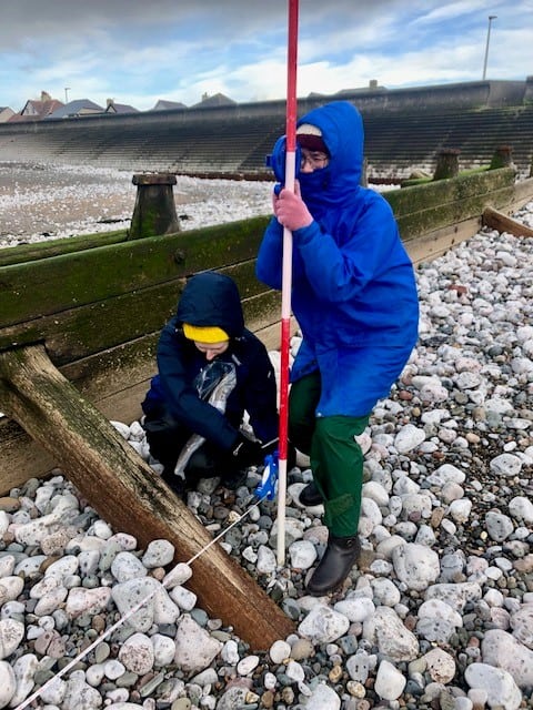 Students doing fieldwork at the coast