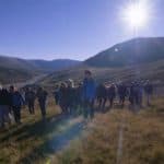 group of students in hills