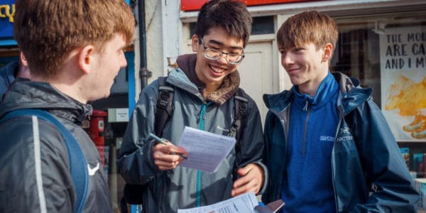 Geography students smiling