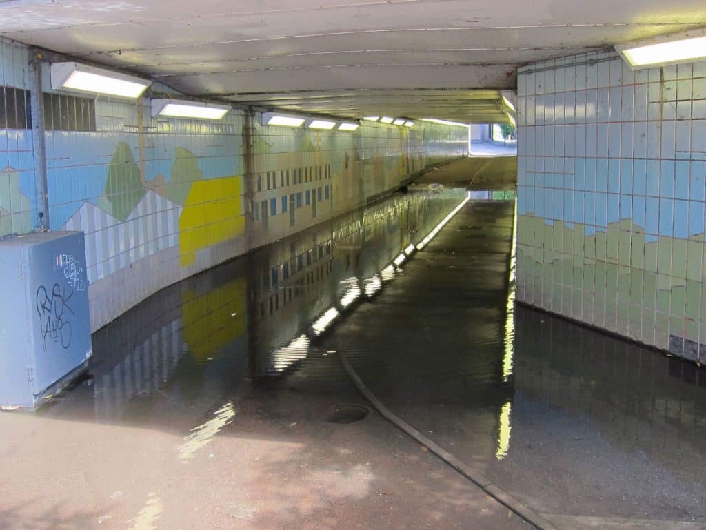 Flooded subway in Haringey