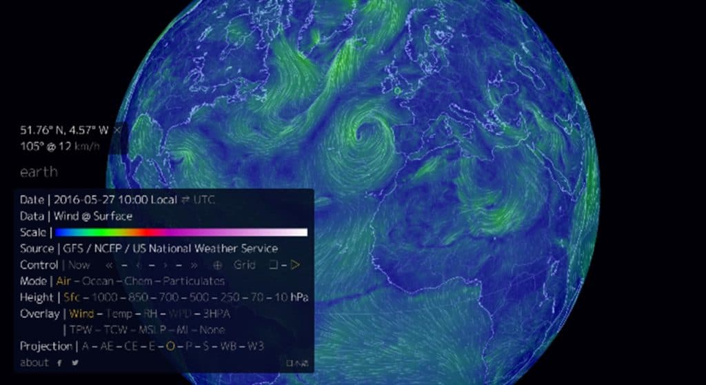 Global surface wind map