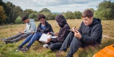 group of boys fieldwork