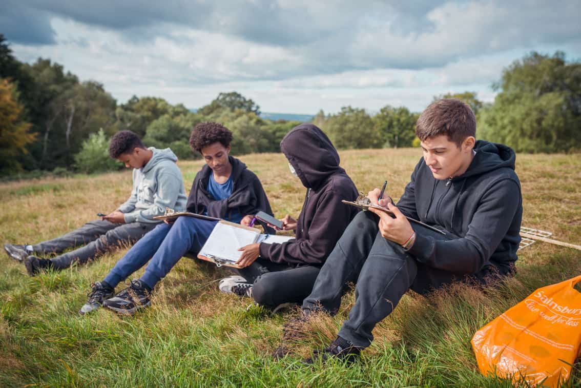 group of boys fieldwork