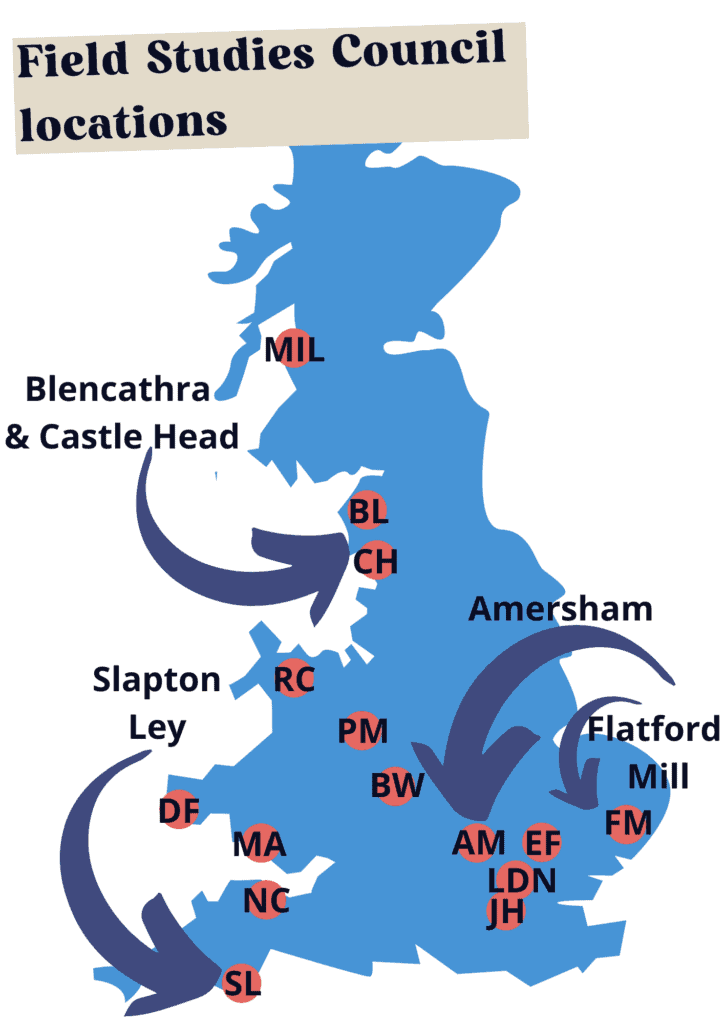 map of field studies council locations