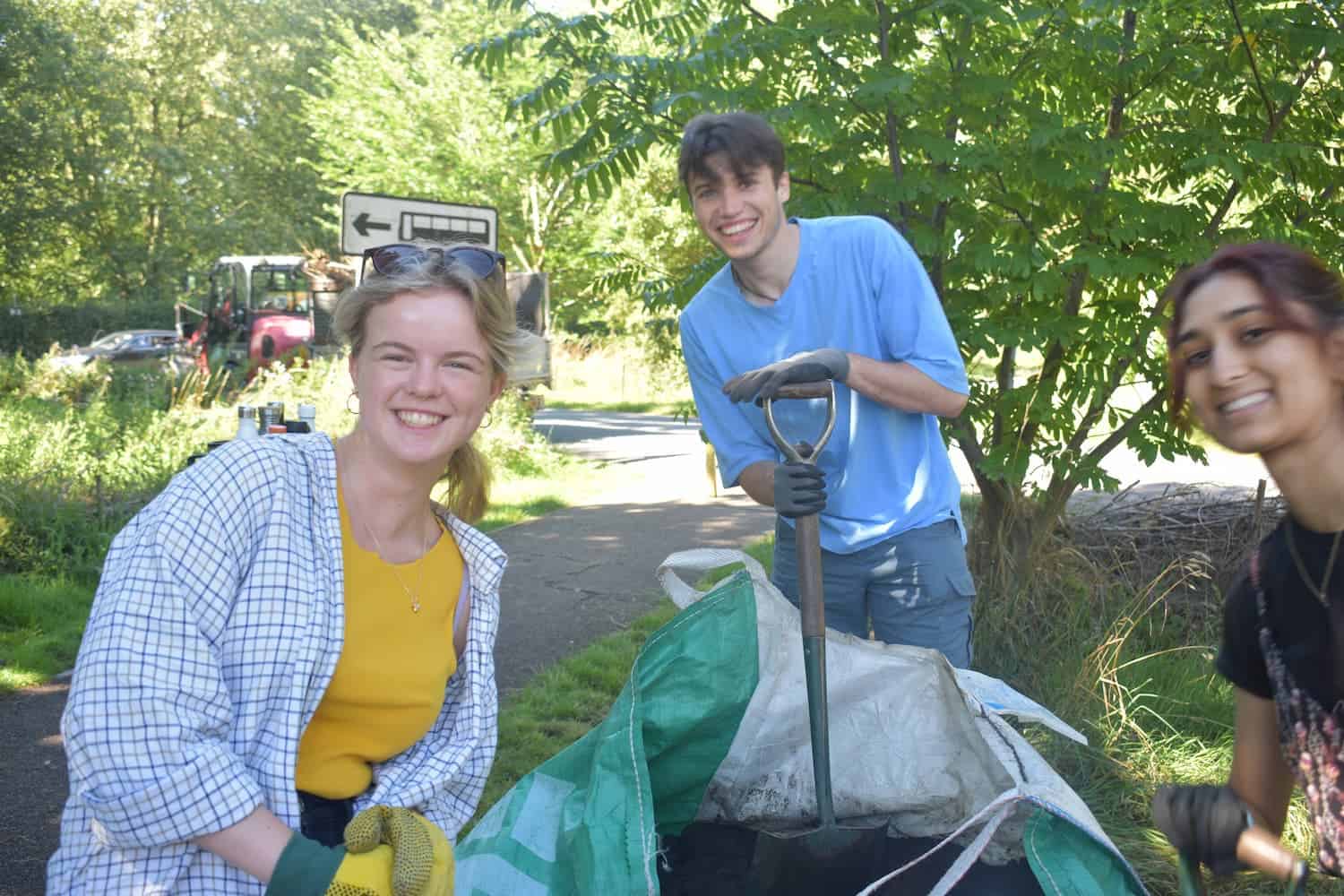 smiling young people outdoors