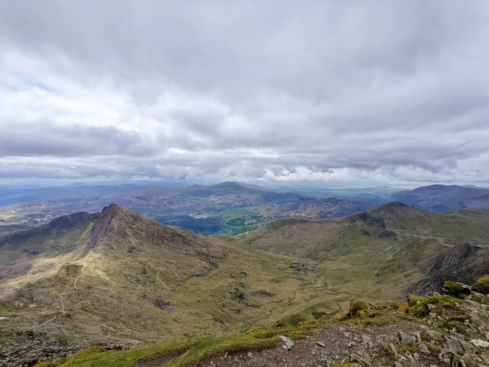A photo of the view from the summit of Snowdon