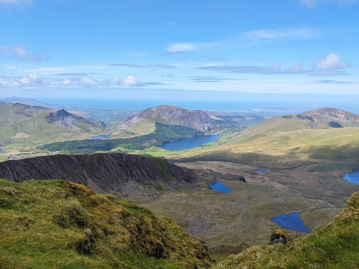 A photo of the view from the summit of Snowdon