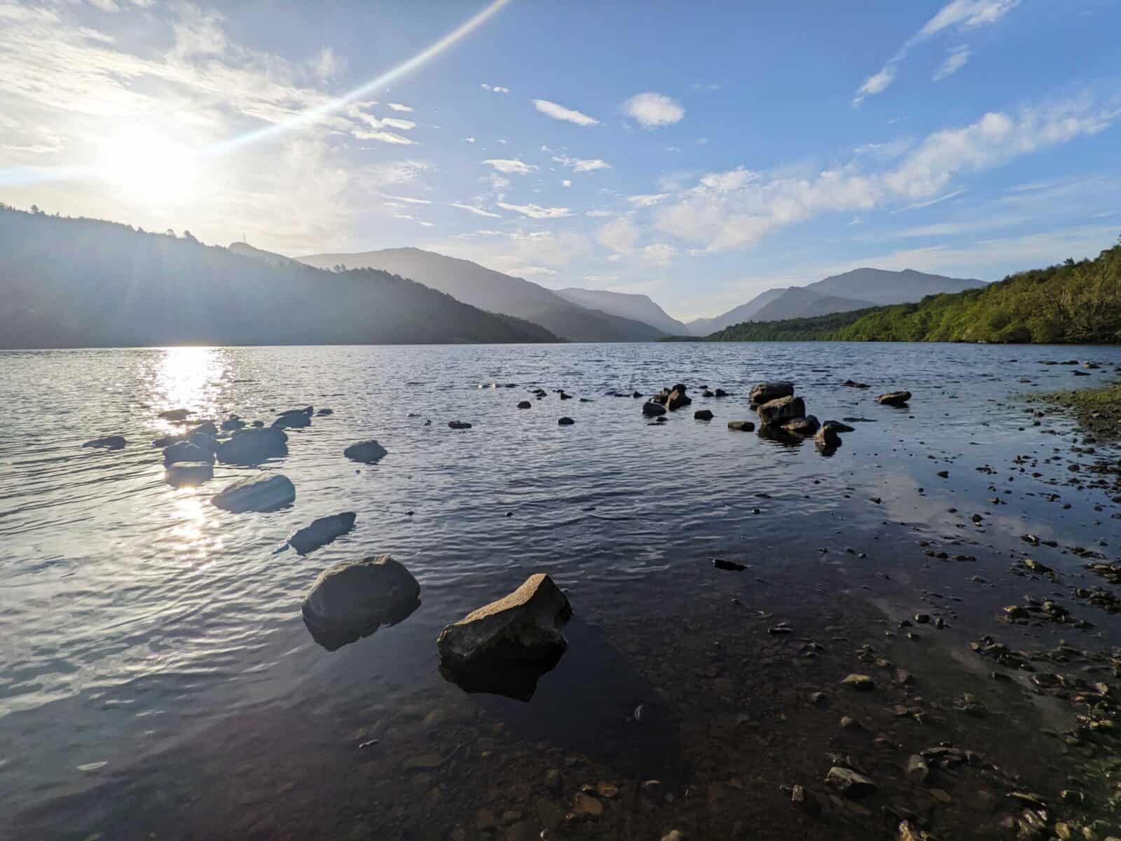 A photo from the shore of Llyn Padarn