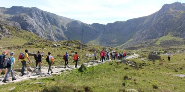 group of children on a trip at Cwm Idwal, North Wales