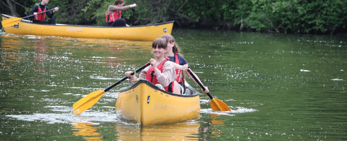 Girls in a canoe on the River Severn