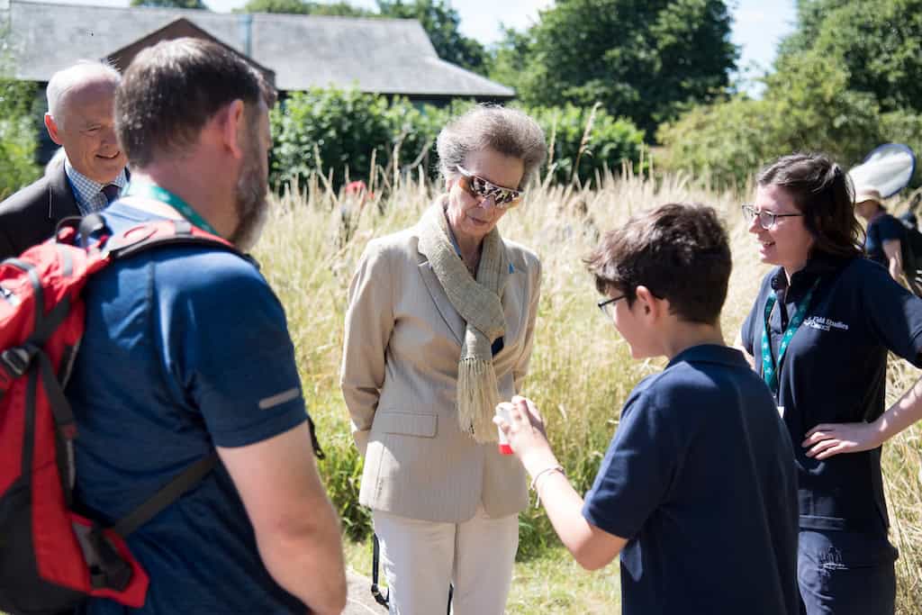 Her Royal Highness The Princess Royal meets young students from Grantham Prep School who were bug hunting