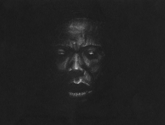 A drawing of a face on a black background