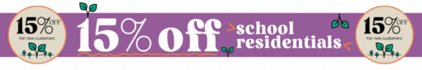 15% off school residentials for new customers
