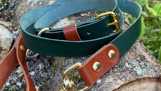 Green leather dog lead - Make a leather dog collar and lead