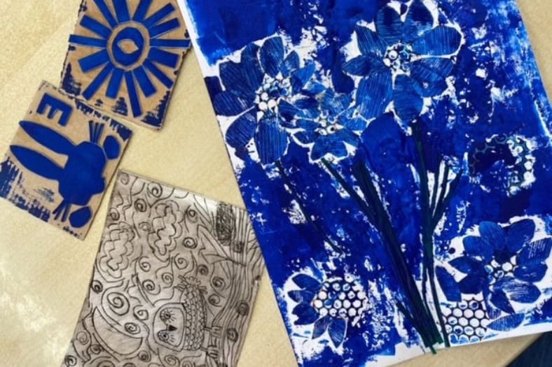 A photo of blue prints - Eco printing for families