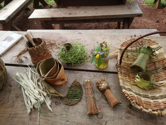 Natural crafts on a wooden table