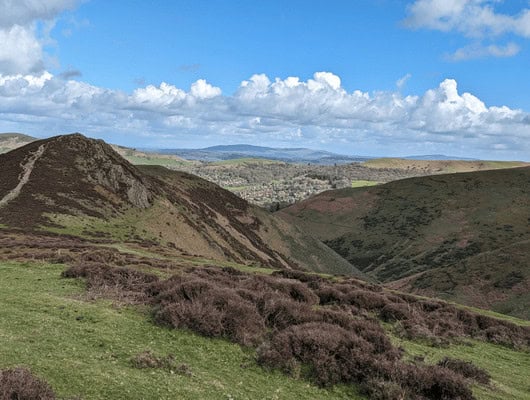 A photograph of the view at the top of the Long Mynd, Shropshire