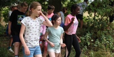 three girls exploring on a residential trip