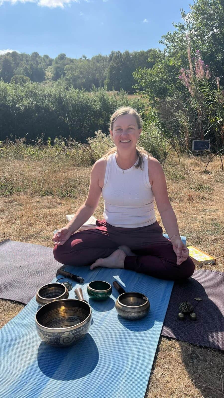 A photo of a sound bath instructor - Wellbeing in Nature Weekend