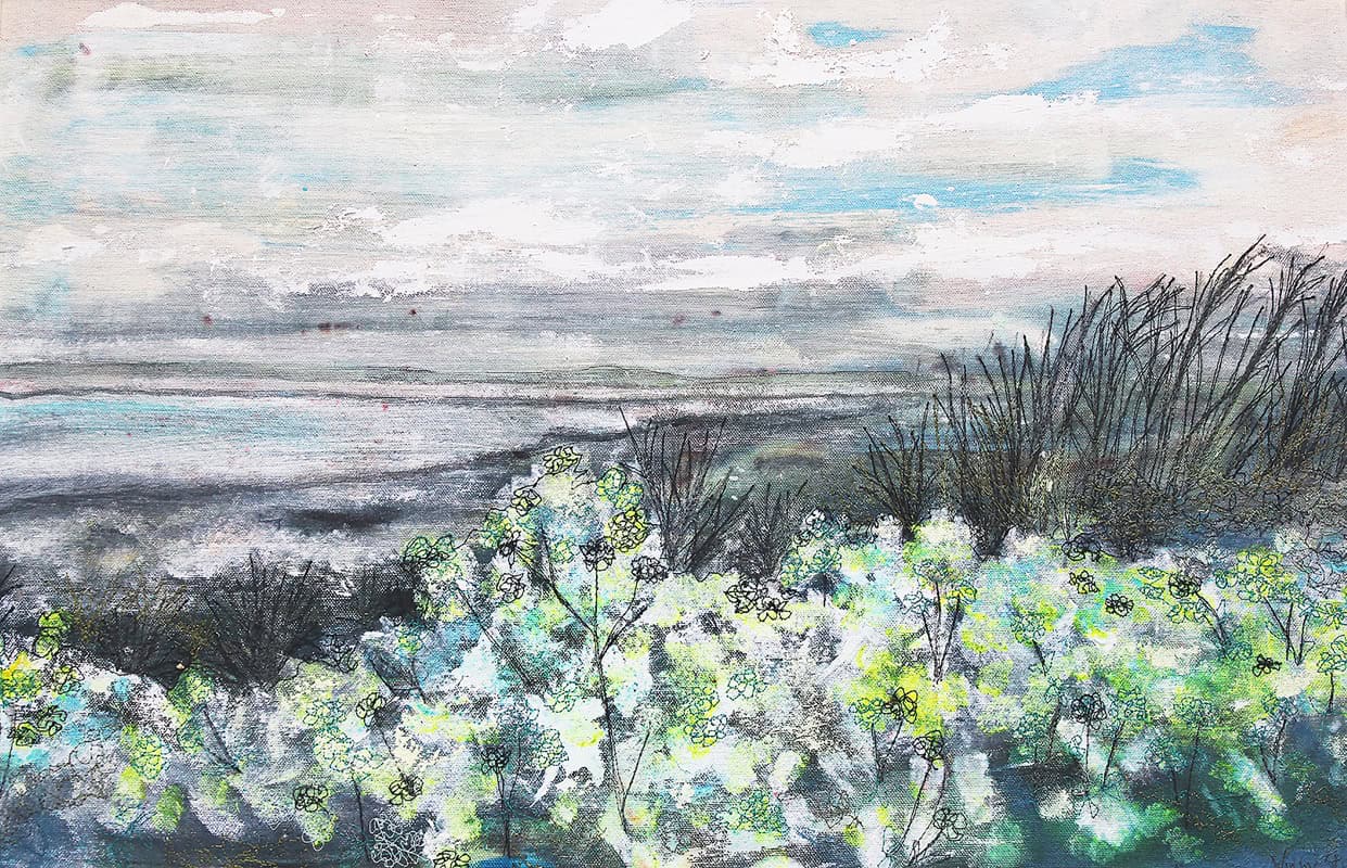 A mixed media landscape - Constable in stitches