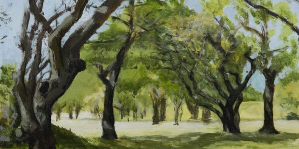 A painting by Steve Joyce of Rushmere Heath - An Introduction to Acrylics