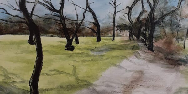 A painting by Steve Joyce of Rushmere Heath - An Introduction to Acrylics