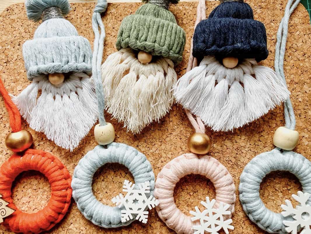 Macrame Christmas gonks - macrame Christmas decorations